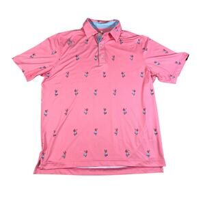 Sunday Crew Mens Large Polo Hula Girl UPF 50 Golf Preppy